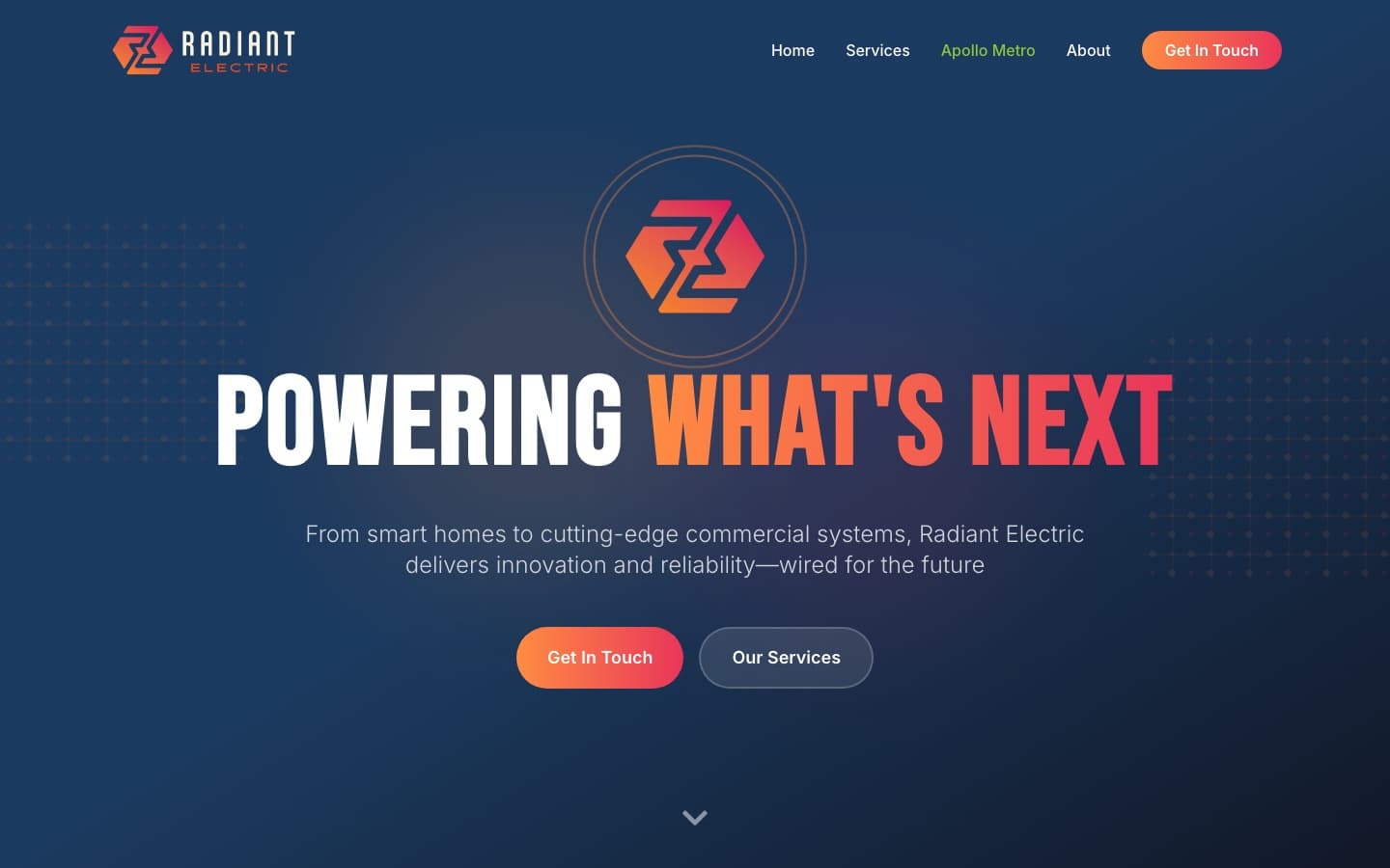 Radiant Electric website homepage